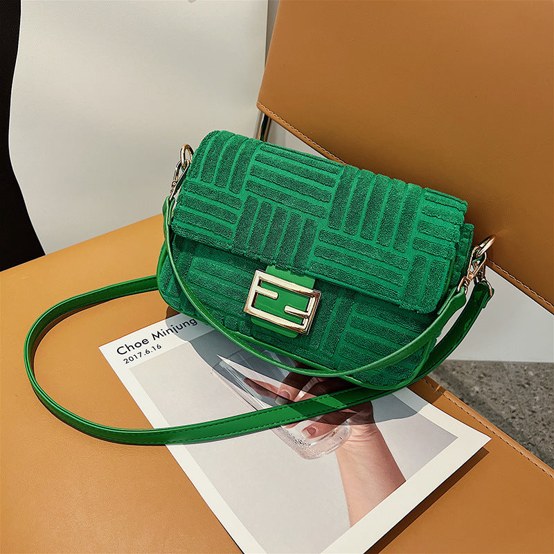 women's korean style velvet messenger small square bag