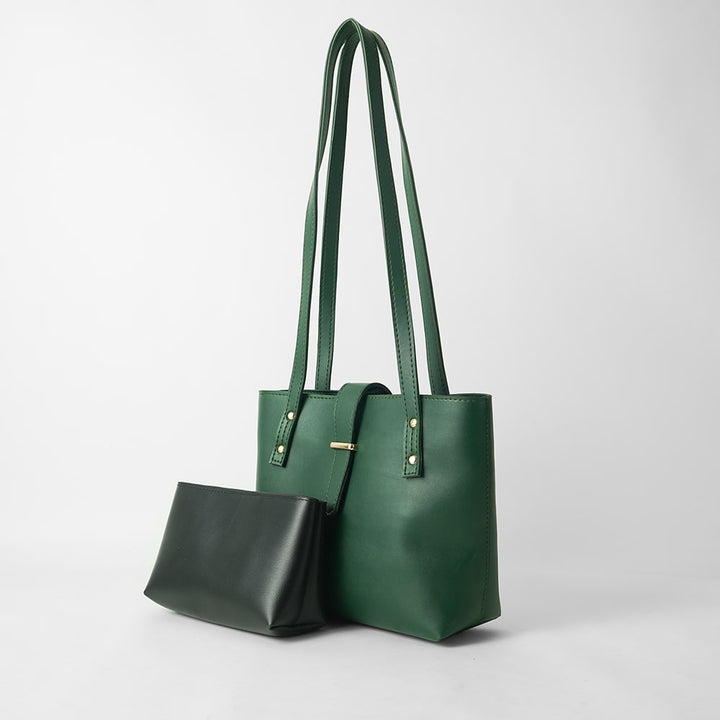 Green Zarqa Large Capacity Vegan Leather Hand bags