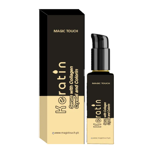 Magic Touch Keratin Hair Serum 50ml For Frizzy and Dry Hairs Heat Protectant Deep Keratin Nutrition Softness, Shine, Straightening Hair For Men & Women