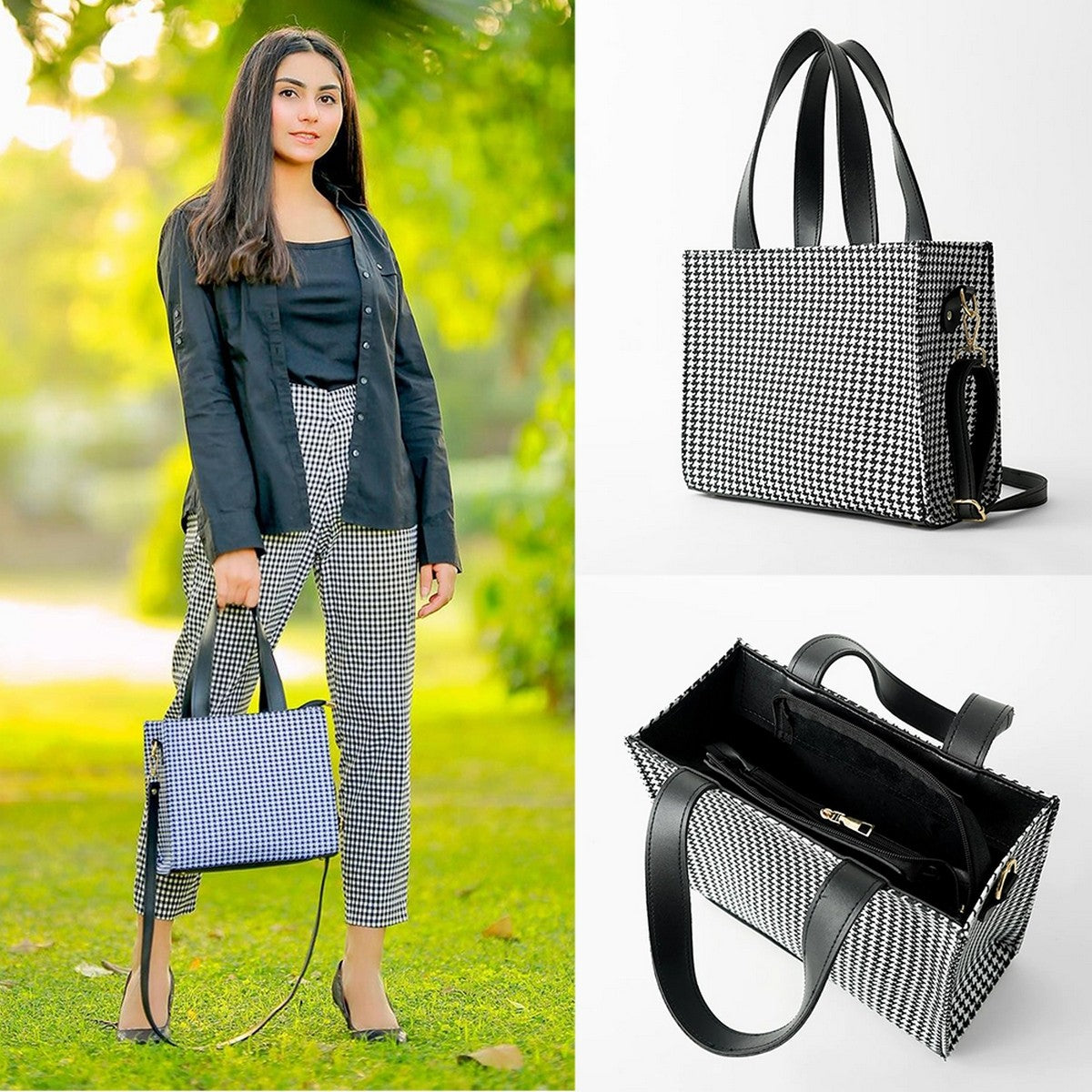 Box Bag Black Capacity Vegan Leather Hand bags
