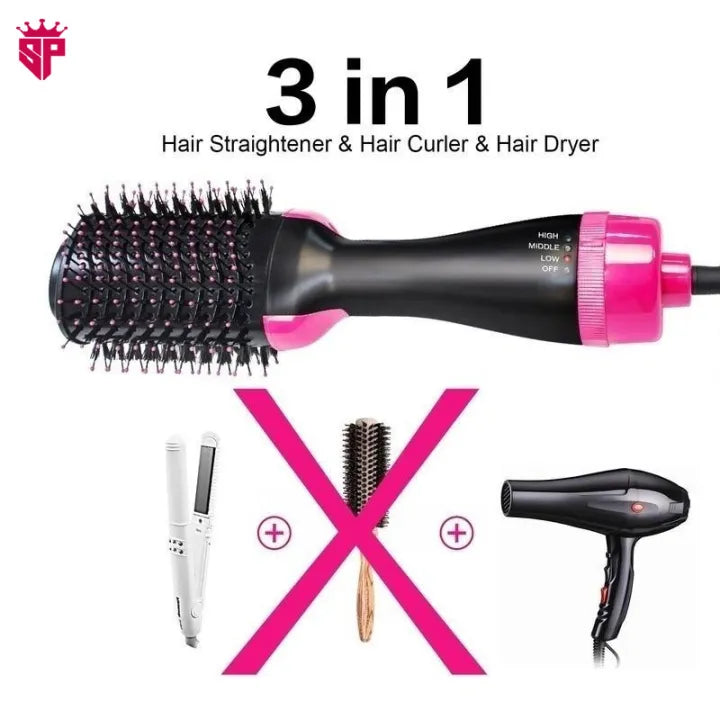SP Dealz Hair Dryer Brush 3-in-1 Hot Air Brush Hair Styling Machine Brush for Women Fast Drying Styling Straightening Curling Hair Brush Set Suitable for All Hair Types hot air brush  blow dry brush  hair styling hot air brush  heated air brush  round hot