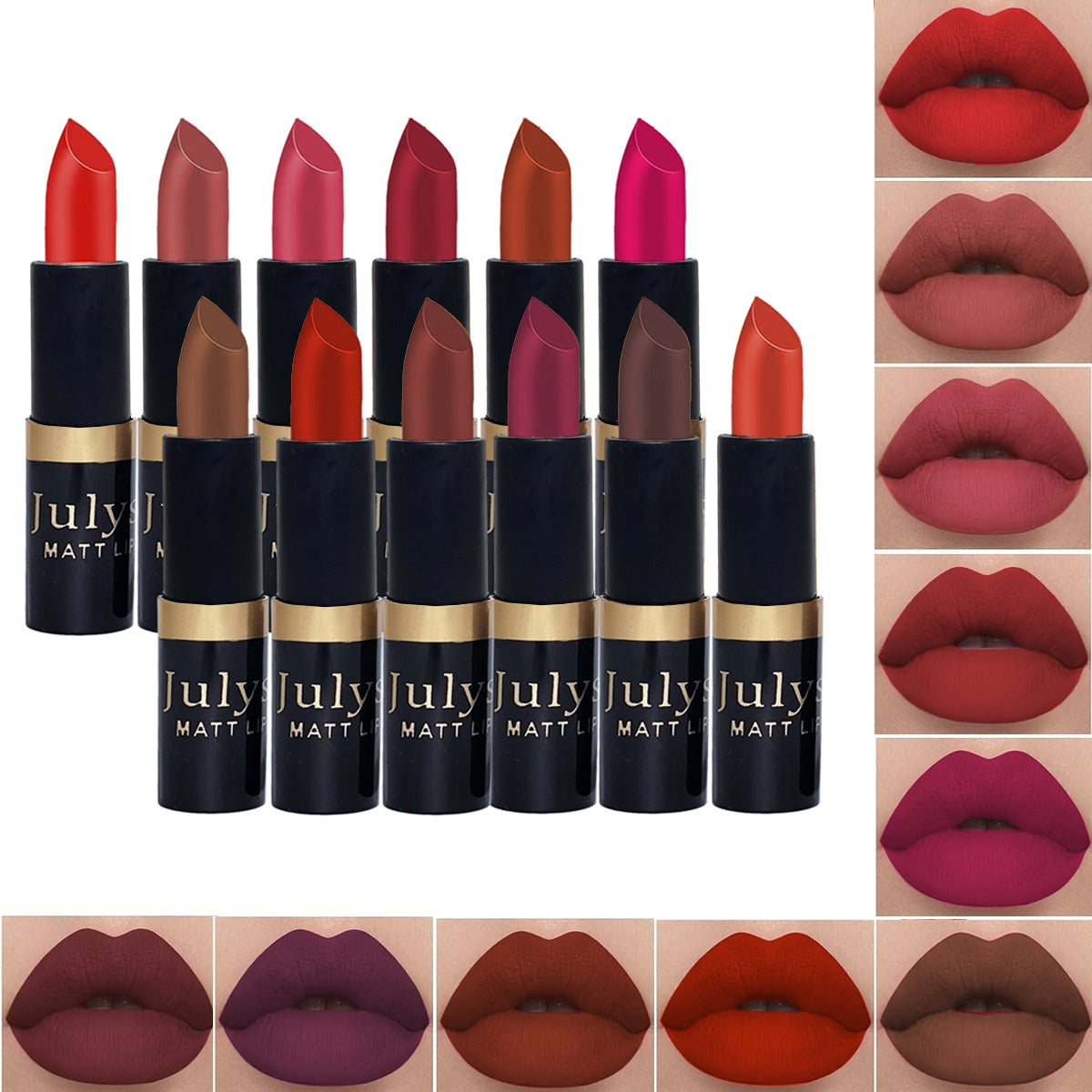 Julystar Pack Of 12 pcs New Matte Long lasting Lipstick For Girls and For Women