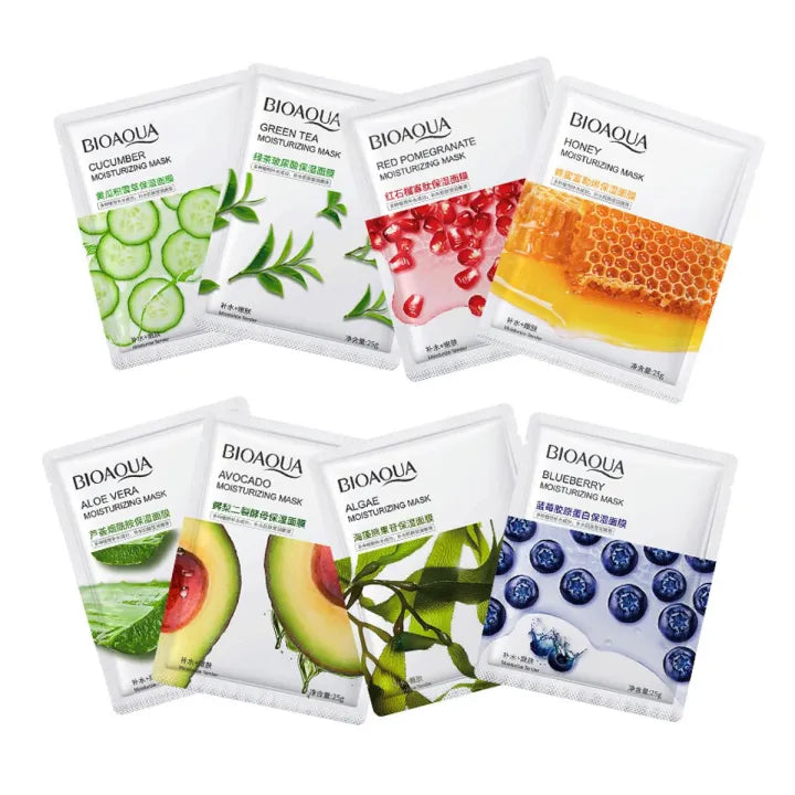 Pack of 10 Fruit Plant Extract Moisturizing Brighten Facial Sheet MaskS Hydrating, Radiance Boost, Calming, Skin Care Sheet Masks