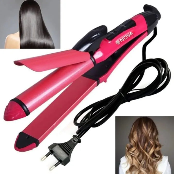 Nova Professional 2 In 1 Hair Straightener & Curler Women Hair Styler Hair Beauty Set