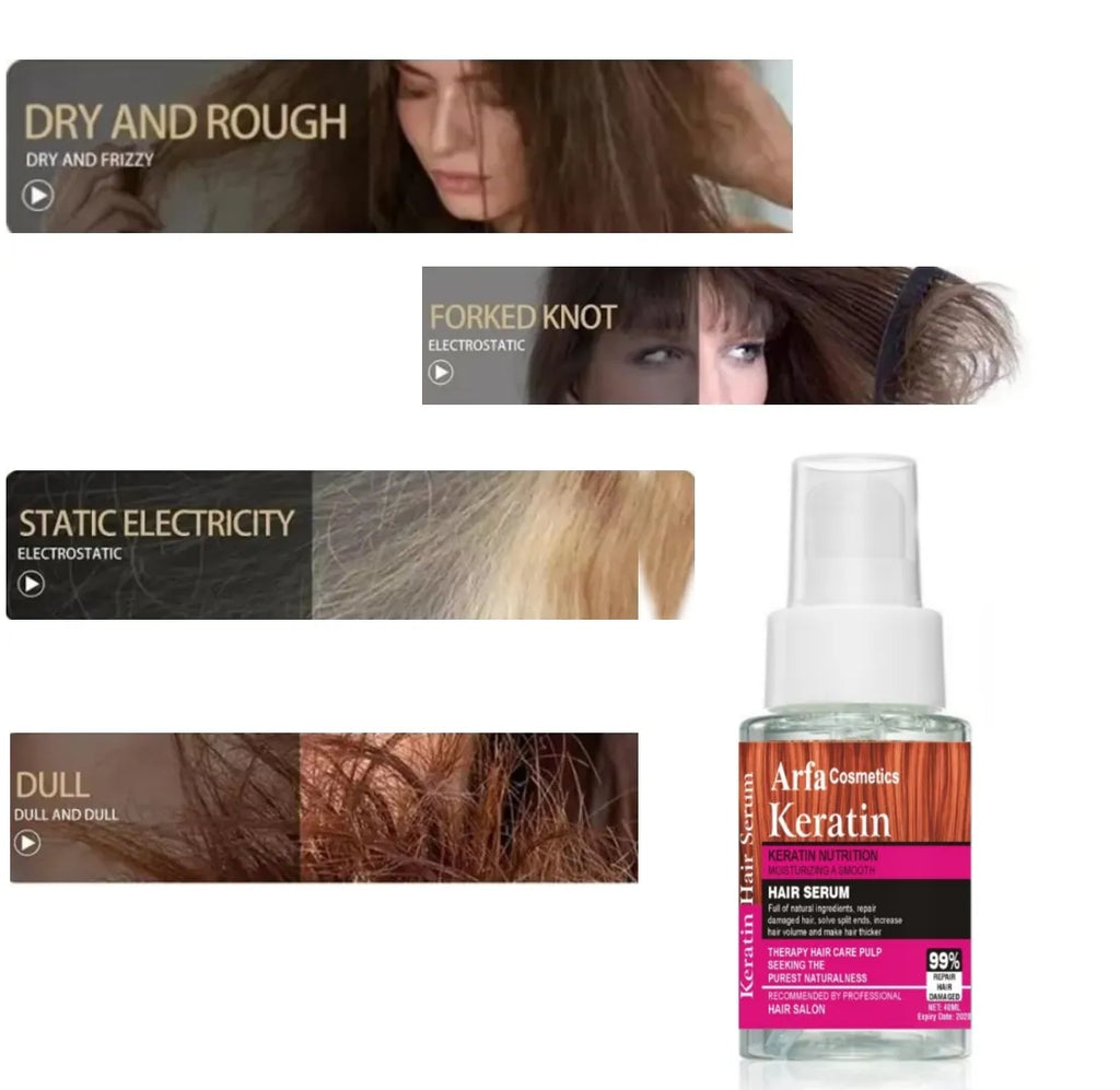Keratin Hair Serum for frizzy softness and dry deep hair Heat Protectant serum shine and softne Straightening hair for Men & Women 40ml