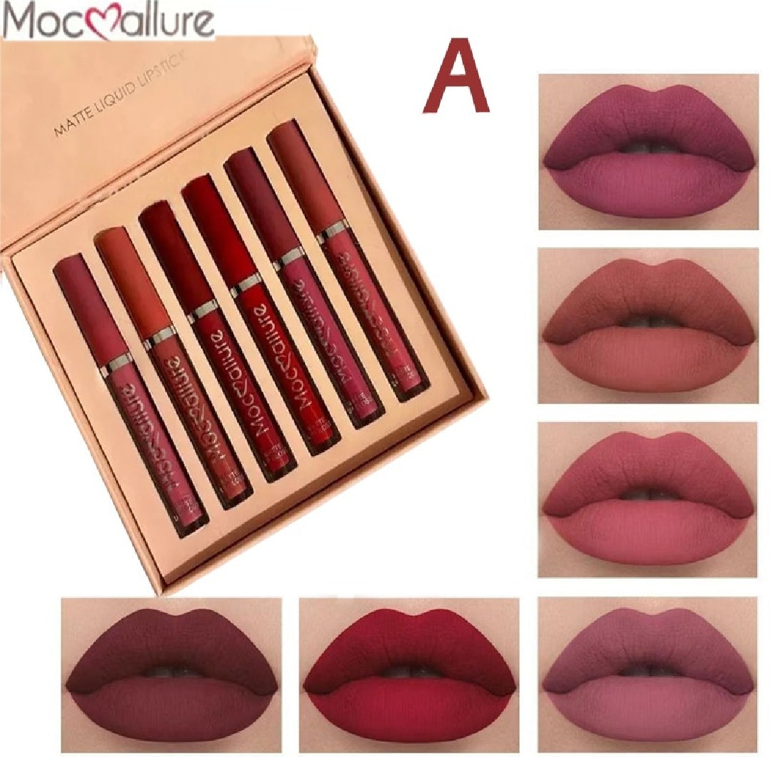 6Pcs Nude Makeup Lipstick Liquid Velvet Matte Gloss Lip Red Lipstick Nude Women Long Lasting Waterproof Beauty Cosmetic Kit
