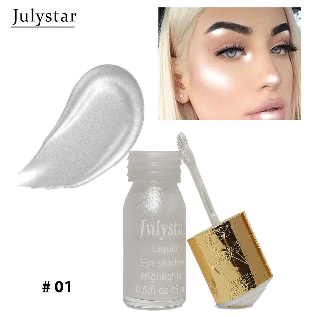 Huxiabeauty Silky Glow Liquid Eyeshadow Highlighter Quick Dray Best Shine  For Girls And Women 15ml