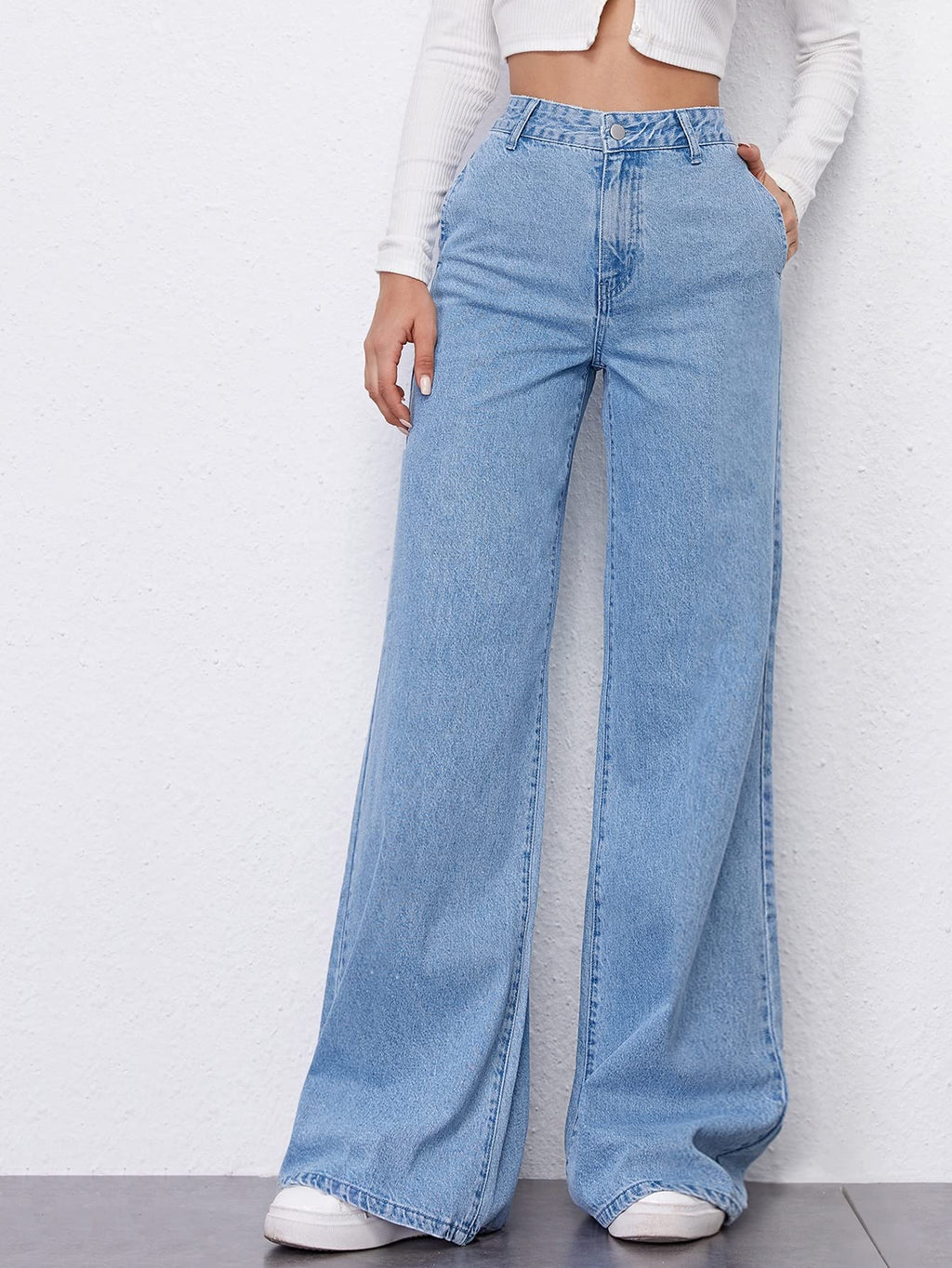 High Waist Wide Leg Fashion Denim Jeans for Women - Stylish and Comfortable