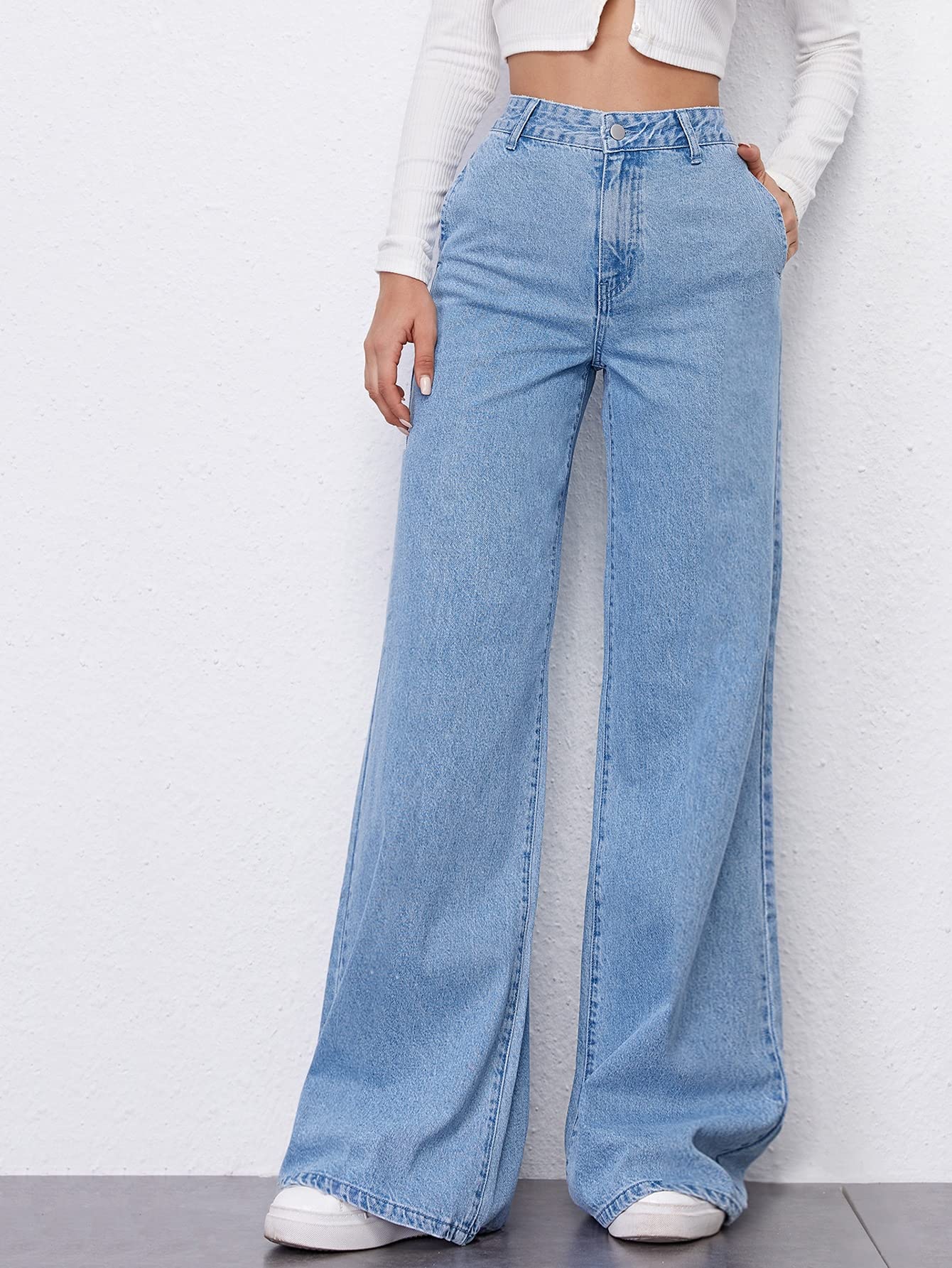 High Waist Wide Leg Fashion Denim Jeans for Women - Stylish and Comfortable