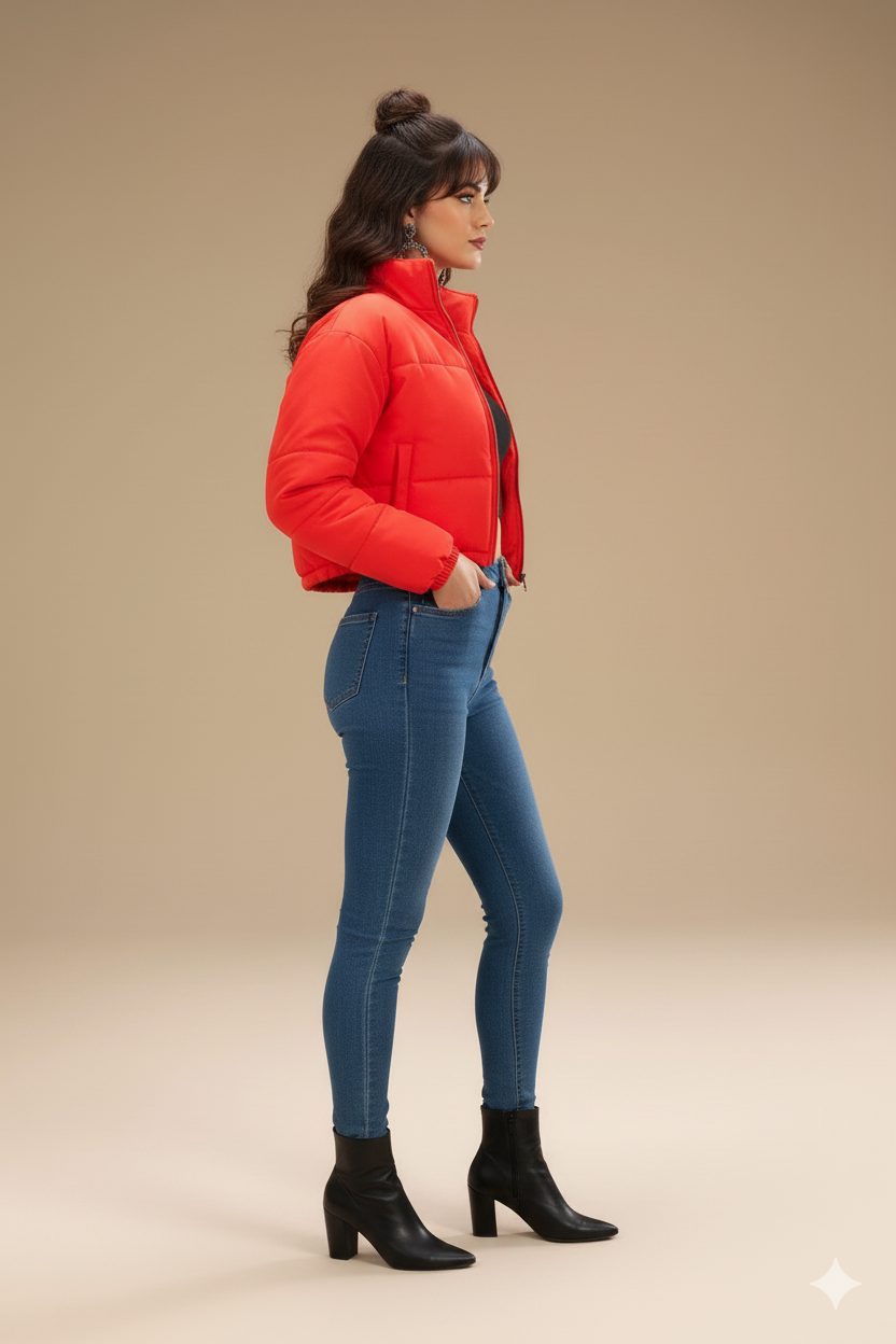 Women Puffer Red Jacket