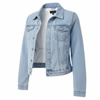 Regular Fit Sky Blue Denim Jacket for girls
