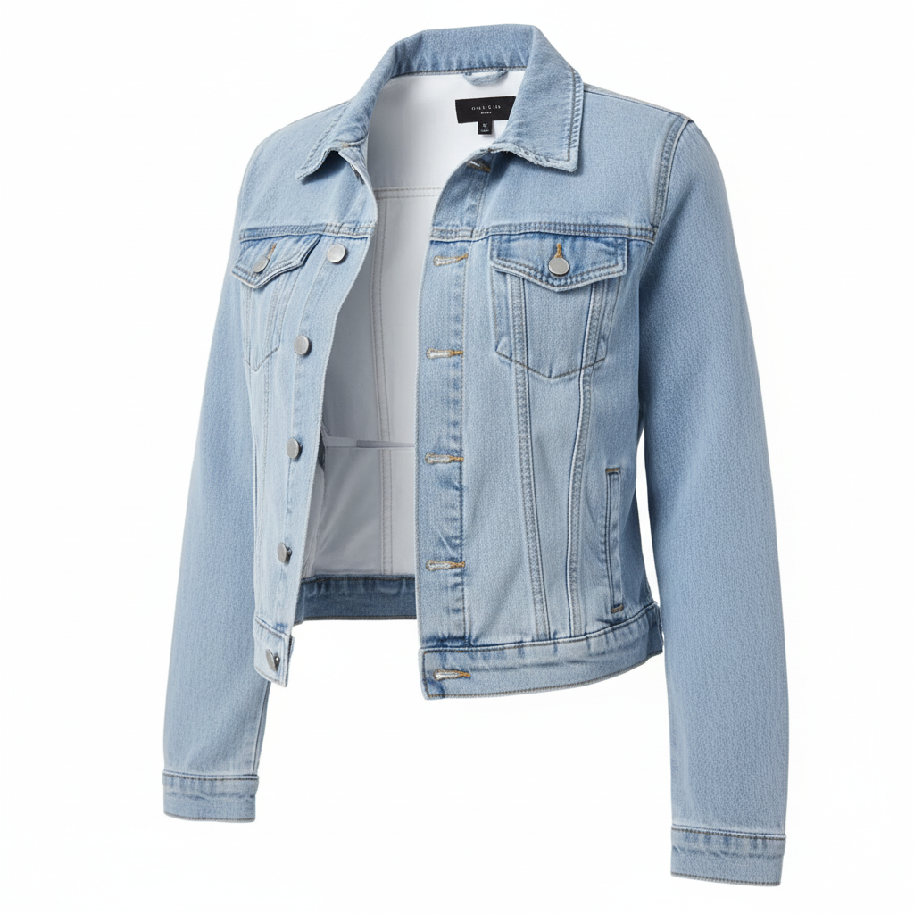 Regular Fit Sky Blue Denim Jacket for girls