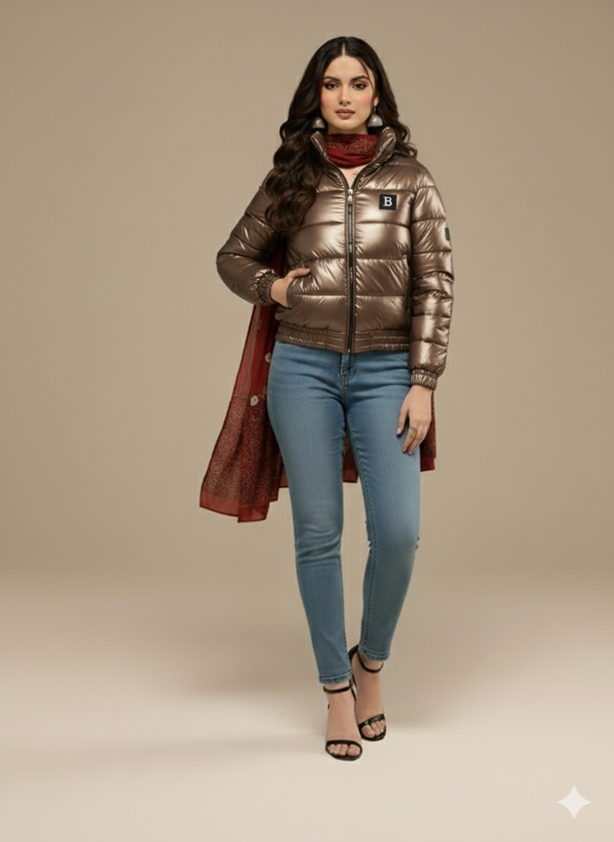 Frostbite Fighter Heavy Quilted Thick Puffer Shine Jacket