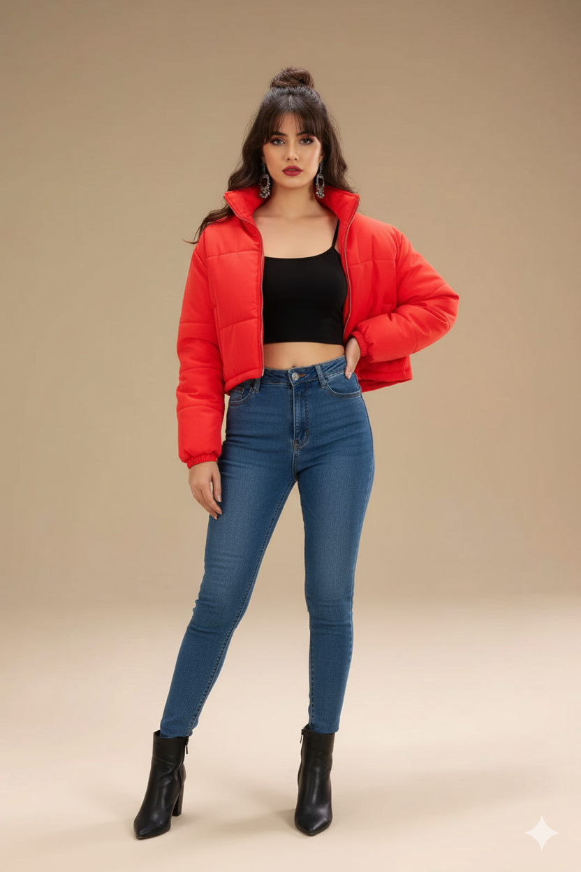 Women Puffer Red Jacket