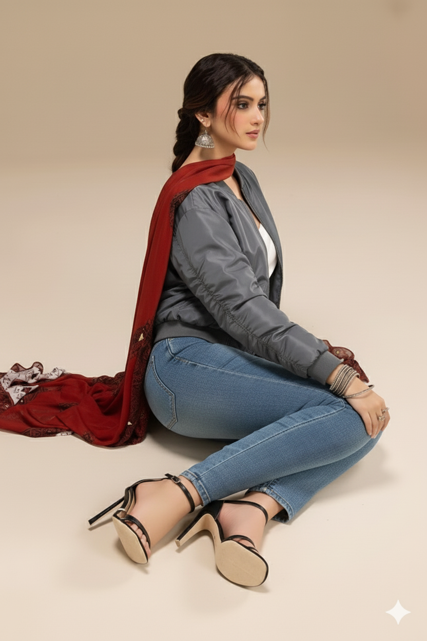 RUCHED DETAIL OVERSIZED BOMBER JACKET