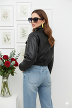 LEATHER BOMBER JACKET