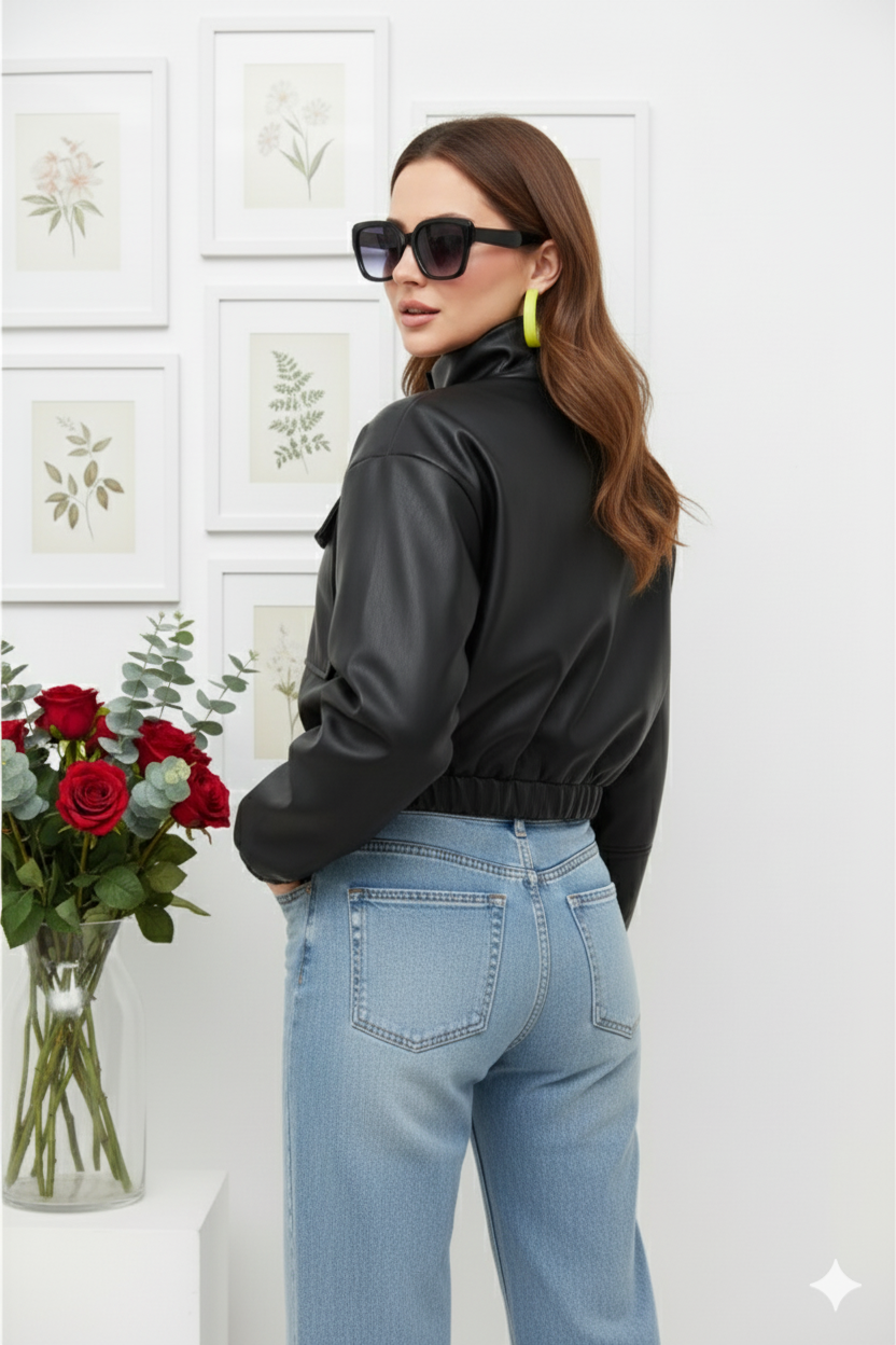 LEATHER BOMBER JACKET
