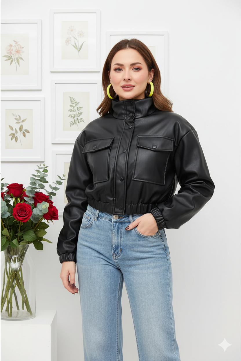 LEATHER BOMBER JACKET