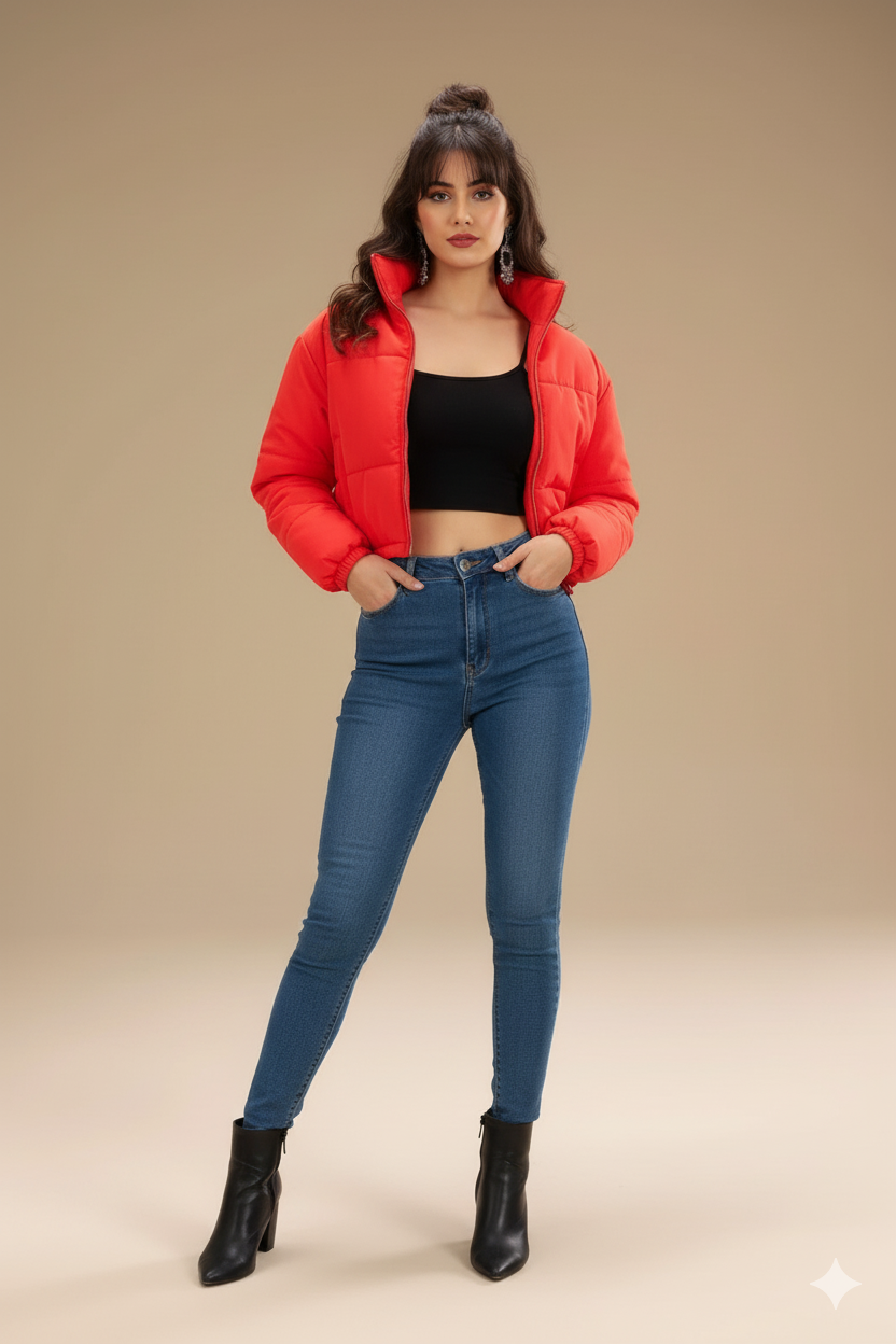 Women Puffer Red Jacket