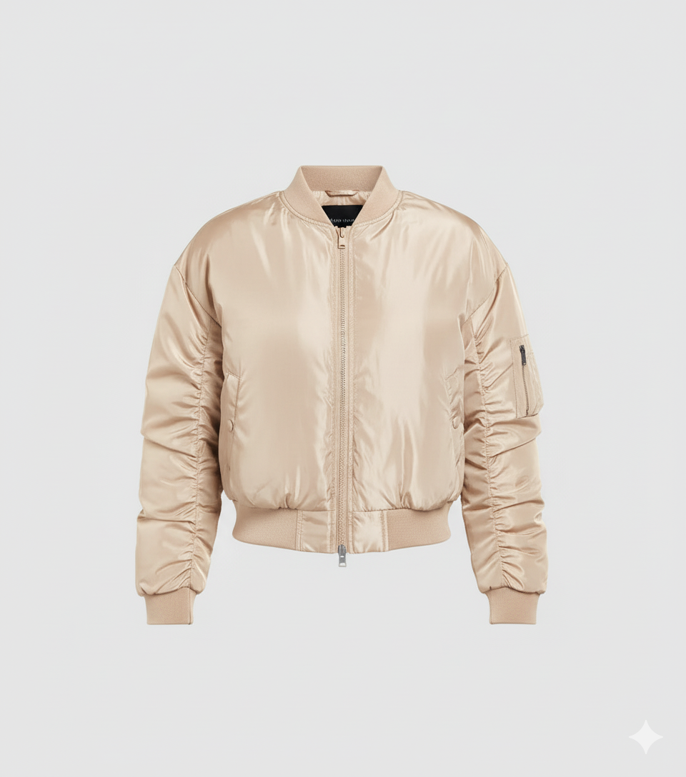 RUCHED DETAIL OVERSIZED BOMBER JACKET