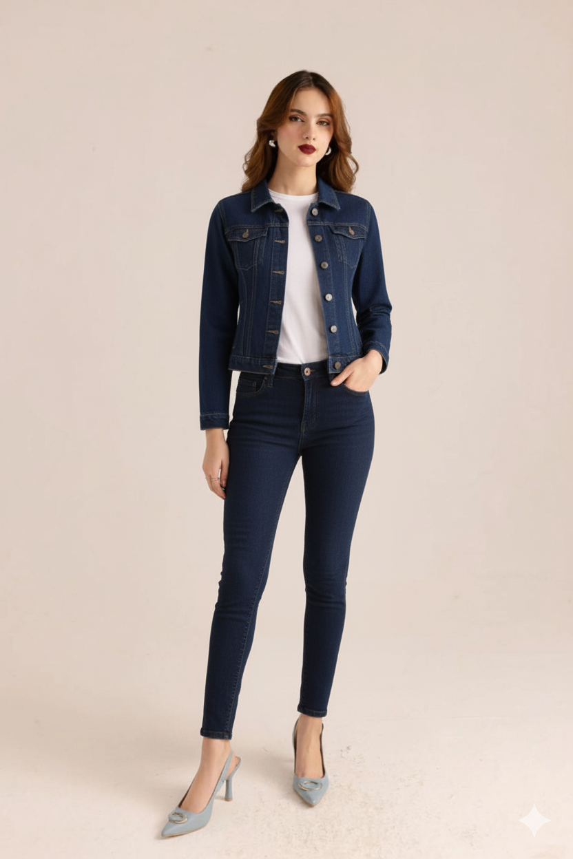 Navy Denim Jacket for Women