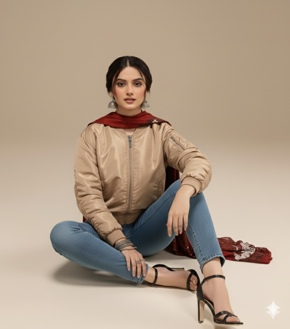 RUCHED DETAIL OVERSIZED BOMBER JACKET