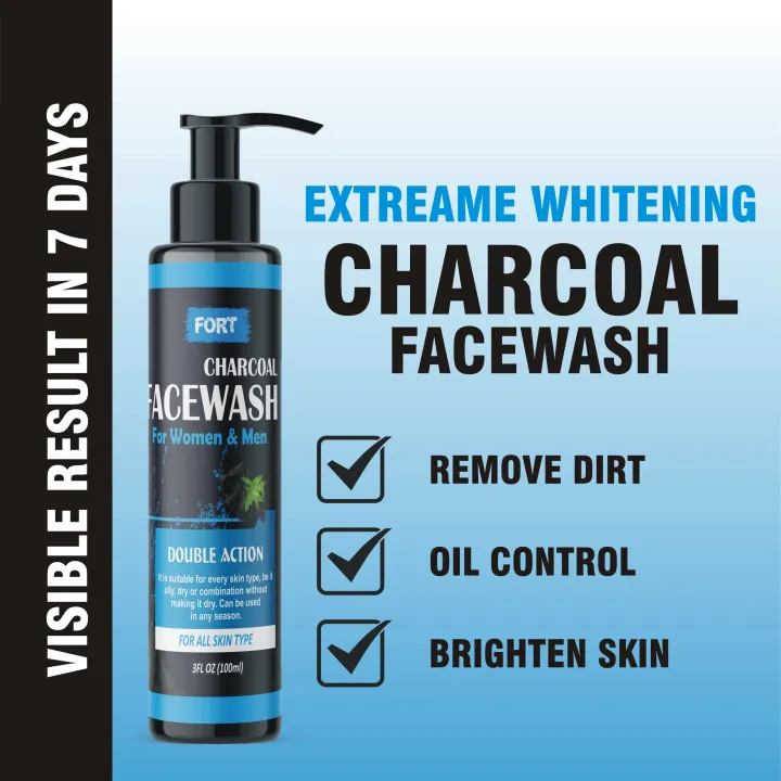 FORT Double Action Charcoal Face Wash For All Skin Type 100ml
