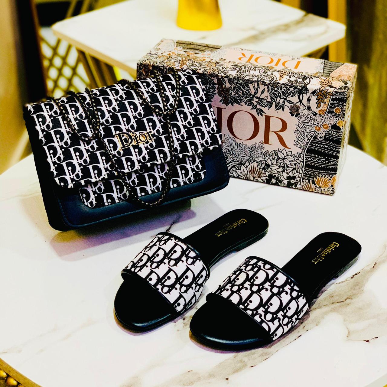 Christian Dior DD Slipper + Dior CrossBody Bag
