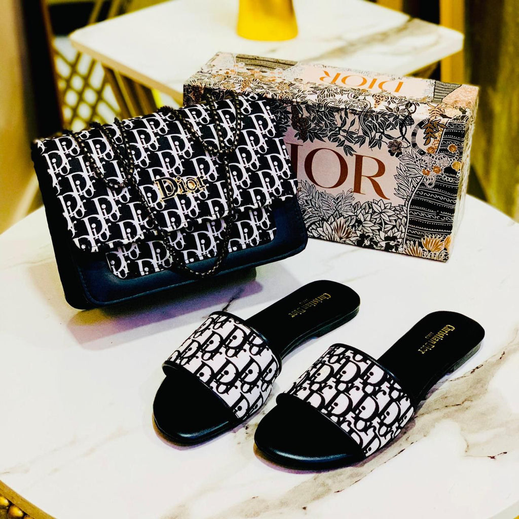Christian Dior DD Slipper + Dior CrossBody Bag