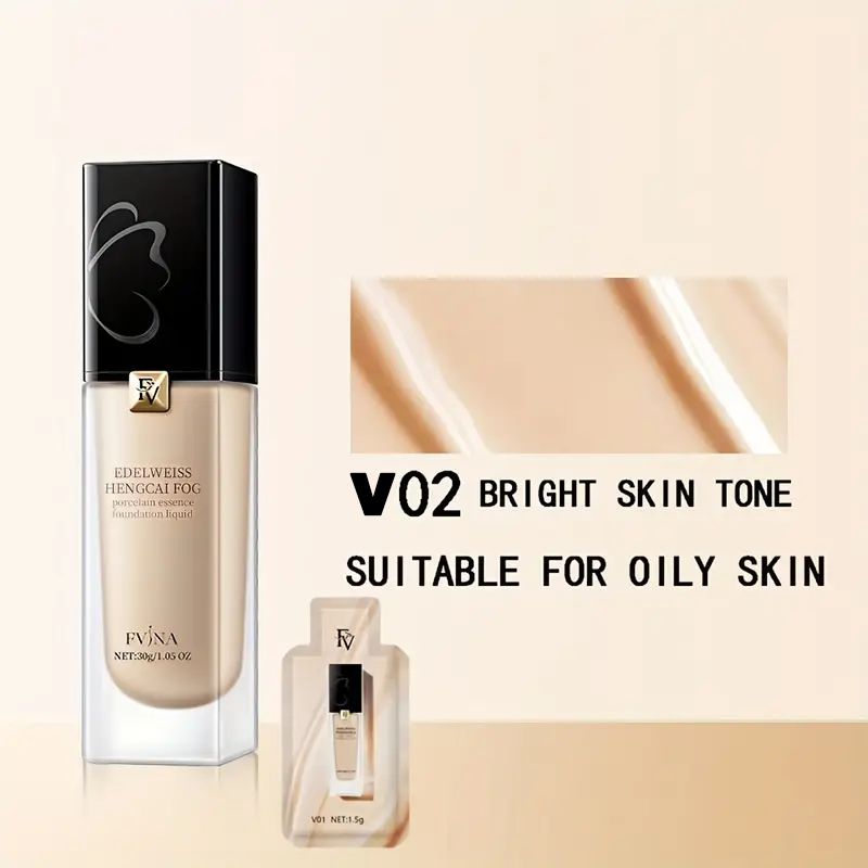 FV Edelweiss Liquid Refreshing Essence FVINA Foundation Skin Care Dry Oil Skin Long-lasting Base Makeup Moisturizing Cosmetic For Womens and Girls