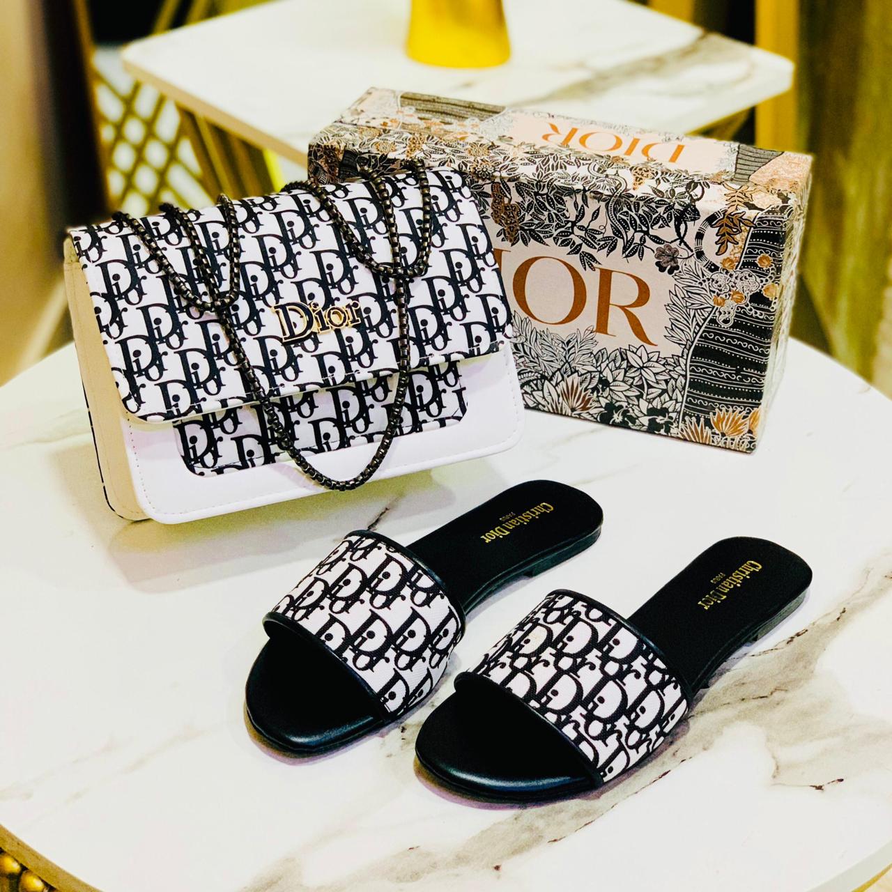 Christian Dior DD Slipper + Dior CrossBody Bag