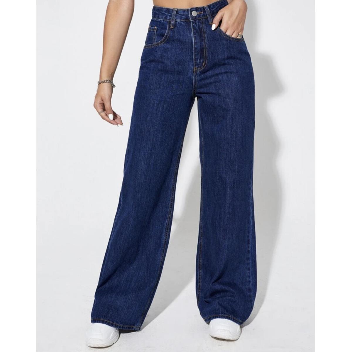 Women Dark Blue High Waist Wide Leg Denim Jeans  Export Quality  ZRANZIE