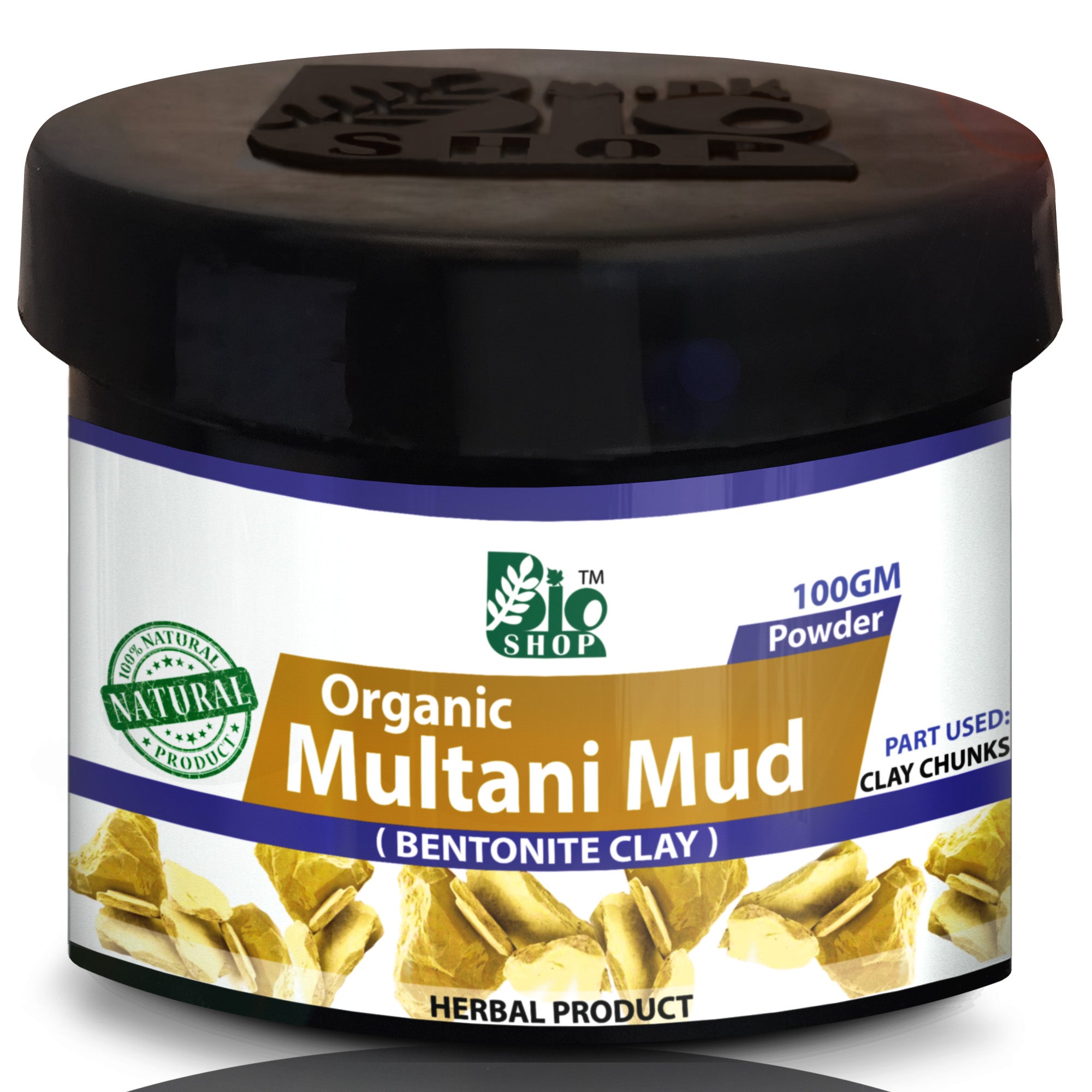 Bio Shop™ Multani Mitti Organic Multani Mud Fine Powder Face Pack Multani Matti Powder 100% Natural - 100 gm